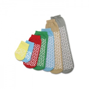 Medline Single Tread Medium Green Slipper Socks (Five Pairs)