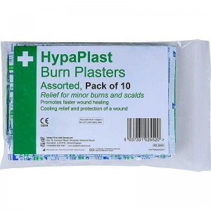 Safety First Aid HypaPlast Burn Plasters - Pack of 10 (Assorted)