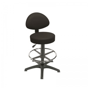 Sunflower Medical Black Gas-Lift Stool with Back Rest, Foot Ring and Glides