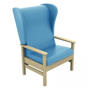 Sunflower Medical Atlas Cool Blue High-Back Vinyl Bariatric Patient Armchair with Wings