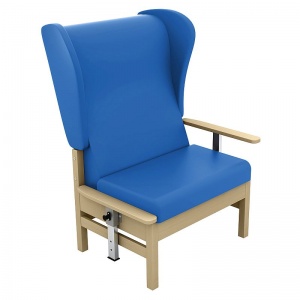 Sunflower Medical Atlas Mid Blue High-Back Vinyl Bariatric Patient Armchair with Drop Arms and Wings