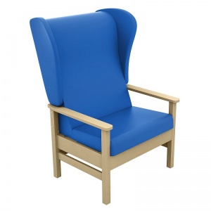 Sunflower Medical Atlas Mid Blue High-Back Vinyl Bariatric Patient Armchair with Wings