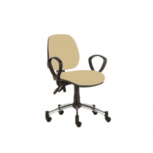 Sunflower Medical Beige Mid-Back Twin-Lever Intervene Consultation Chair with Armrests and Chrome Base