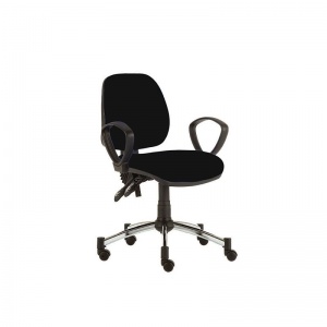 Sunflower Medical Black Mid-Back Twin-Lever Intervene Consultation Chair with Armrests and Chrome Base