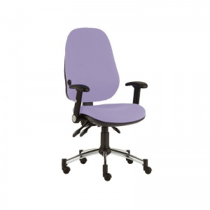 Sunflower Medical Lilac Deluxe Executive High-Back Three-Lever Vinyl Consultation Chair with Adjustable Armrests, Lumbar Support and Chrome Base