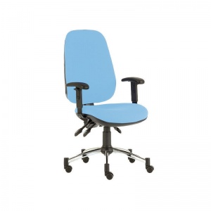 Sunflower Medical Sky Blue Deluxe Executive High-Back Three-Lever Intervene Consultation Chair with Adjustable Armrests and Chrome Base