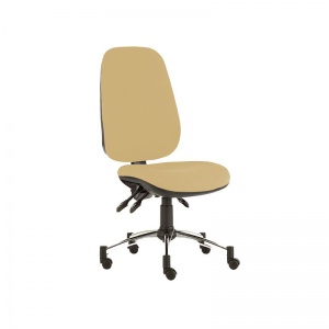 Sunflower Medical Beige Deluxe Executive High-Back Three-Lever Intervene Consultation Chair with Chrome Base