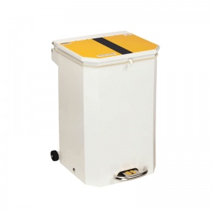 Sunflower Medical 50 Litre Clinical Hospital Waste Bin with Yellow and Black Lid for Offensive and Hygiene Waste