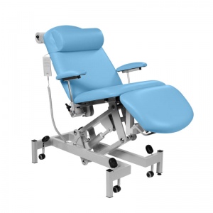 Sunflower Medical Sky Blue Fusion Powered Headrest Treatment Chair with Single Foot Section and Tilting Seat
