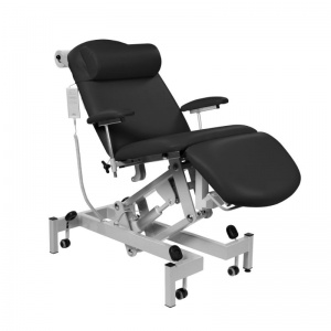 Sunflower Medical Black Fusion Electric Height Treatment Chair with Single Foot Section and Tilting Seat