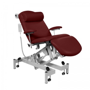 Sunflower Medical Red Wine Fusion Electric Height Treatment Chair with Single Foot Section and Tilting Seat