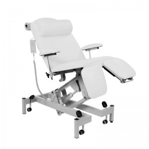 Sunflower Medical White Fusion Electric Height Treatment Chair with Split Foot Section and Tilting Seat