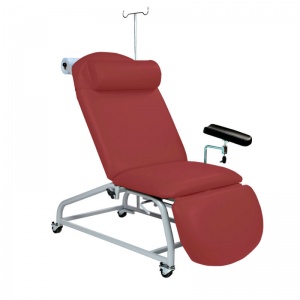 Sunflower Medical Red Wine Fusion Fixed-Height Phlebotomy Chair with Locking Castors