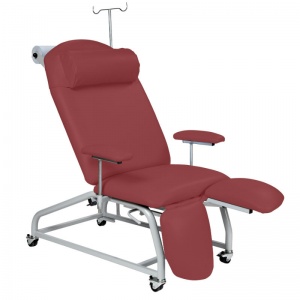 Sunflower Medical Red Wine Fusion Fixed-Height Treatment Chair with Locking Castors