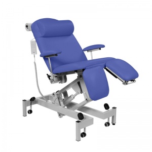 Sunflower Medical Mid Blue Fusion Powered Headrest Treatment Chair with Split Foot Section and Tilting Seat