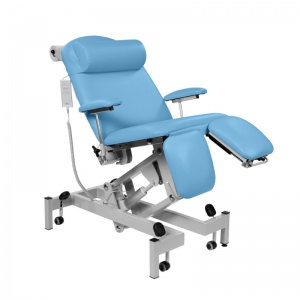 Sunflower Medical Sky Blue Fusion Powered Headrest Treatment Chair with Split Foot Section and Tilting Seat
