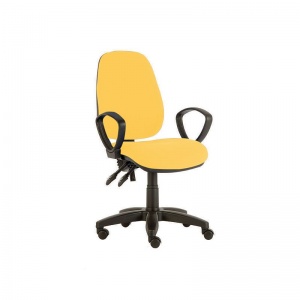 Sunflower Medical Primrose High-Back Twin-Lever Vinyl Consultation Chair with Armrests and Black Base