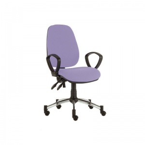 Sunflower Medical Lilac High-Back Twin-Lever Vinyl Consultation Chair with Armrests and Chrome Base