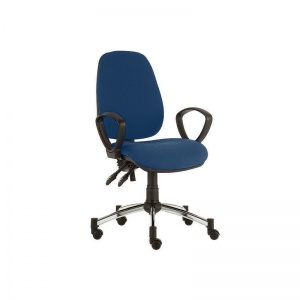 Sunflower Medical Navy High-Back Twin-Lever Intervene Consultation Chair with Armrests and Chrome Base