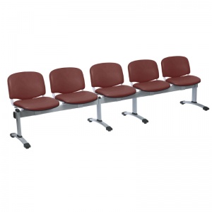Sunflower Medical Red Wine Vinyl Venus Visitor 5 Section Seating with Five Seats