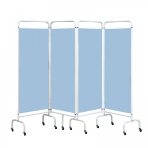 Sunflower Medical Sky Blue Mobile Four-Panel Folding Hospital Ward Screen