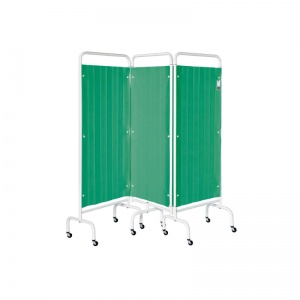 Sunflower Medical Forest Green Mobile Three-Panel Folding Hospital Ward Curtained Screen
