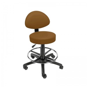 Sunflower Medical Walnut Gas-Lift Stool with Back Rest and Foot Ring