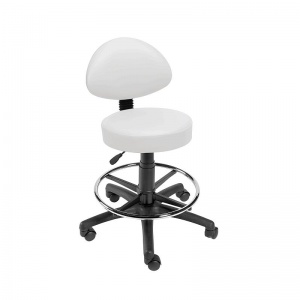 Sunflower Medical White Gas-Lift Stool with Back Rest and Foot Ring