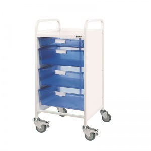 Sunflower Medical Vista 55 Storage Trolley with One Single and Three Double-Depth Blue Trays