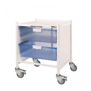 Sunflower Medical Vista 15 Extra Low Level Storage Trolley with Two Double-Depth Blue Trays