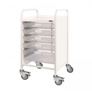Sunflower Medical Vista 50 Storage Trolley with One Double and Four Single-Depth Clear Trays