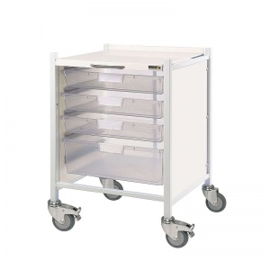 Sunflower Medical Vista 40 Low Level Storage Trolley with One Double-Depth and Three Single-Depth Clear Trays