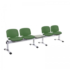Sunflower Medical Green Vinyl Venus Visitor 5 Section Seating with Table and Four Seats