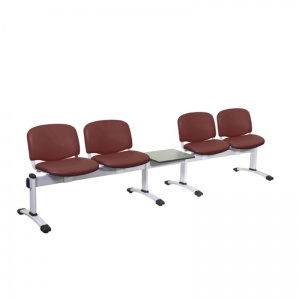 Sunflower Medical Red Wine Vinyl Venus Visitor 5 Section Seating with Table and Four Seats