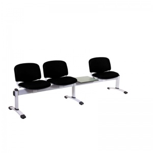 Sunflower Medical Black Vinyl Venus Visitor 4 Section Seating with Table and Three Seats