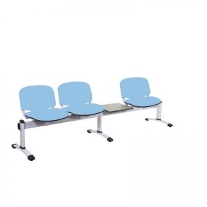 Sunflower Medical Cool Blue Vinyl Venus Visitor 4 Section Seating with Table and Three Seats