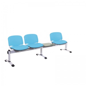 Sunflower Medical Sky Blue Vinyl Venus Visitor 4 Section Seating with Table and Three Seats