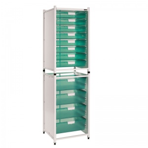 Sunflower Medical Vista High-Level Storage Module with Eight Single and Four Double-Depth Green Trays