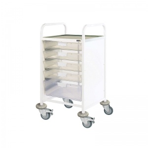 Sunflower Medical Vista 50 Standard Level Clinical Procedure Trolley with Four Single and One Double-Depth Clear Tray