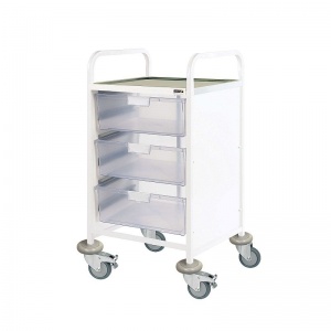 Sunflower Medical Vista 50 Standard Level Clinical Procedure Trolley with Three Double-Depth Clear Trays