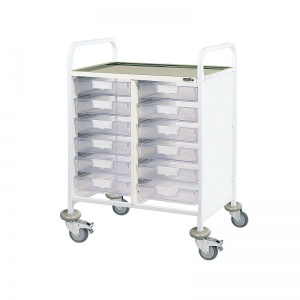 Sunflower Medical Vista 60 Double-Column Clinical Procedure Trolley with 12 Single-Depth Clear Trays