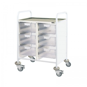 Sunflower Medical Vista 60 Double-Column Clinical Procedure Trolley with Six Double-Depth Clear Trays