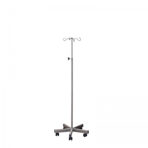 Sunflower Medical Weighted Stainless Steel IV Stand with Four Chrome Hooks