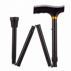 Black Height-Adjustable Folding Walking Stick (29 - 33'')