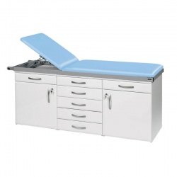 Sunflower Medical Cool Blue Two-Section Specialist Treatment Couch with Drawers and Two Cupboards