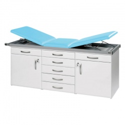 Sunflower Medical Sky Blue Three-Section Specialist Treatment Couch with Drawers and Two Cupboards