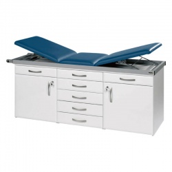 Sunflower Medical Navy Three-Section Specialist Treatment Couch with Drawers and Two Cupboards