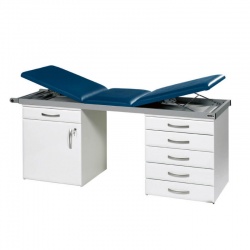 Sunflower Medical Navy Three-Section Specialist Treatment Couch with Cupboard and Six Drawers