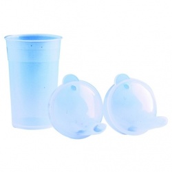 Clear Drinking Cup with Two Spouted Lids (250ml)