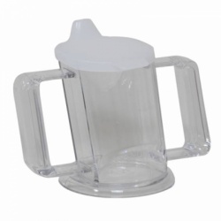 Handy Cup Clear Slanted Drinking Cup with Spouted Lid (200ml)